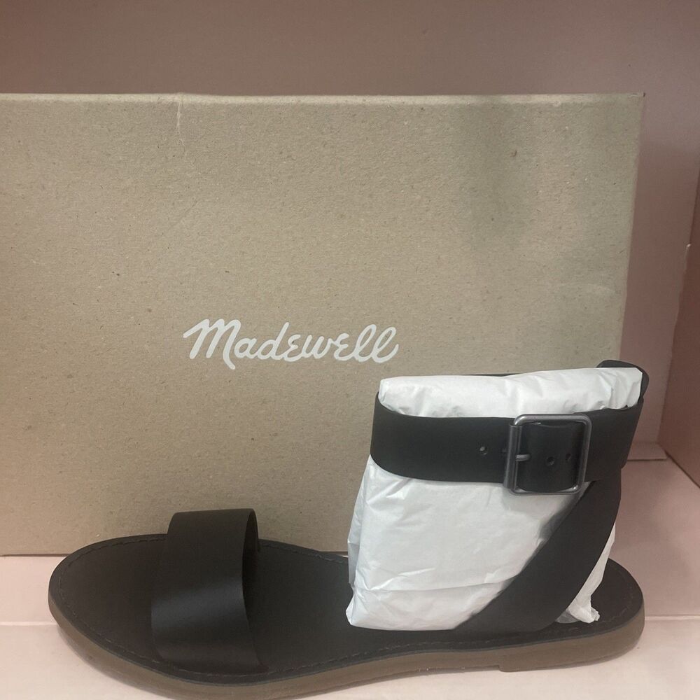 Madewell The Boardwalk Leather Sandals Women’s 8 Shoes Summer Black Cottagecore